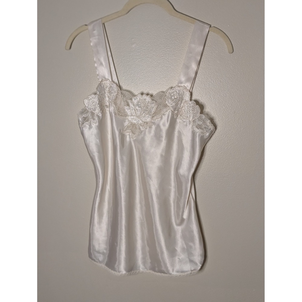 Vintage Wondermaid Ivory Satin Lace Camisole Tank Top Made in USA Size‎ 34 6352